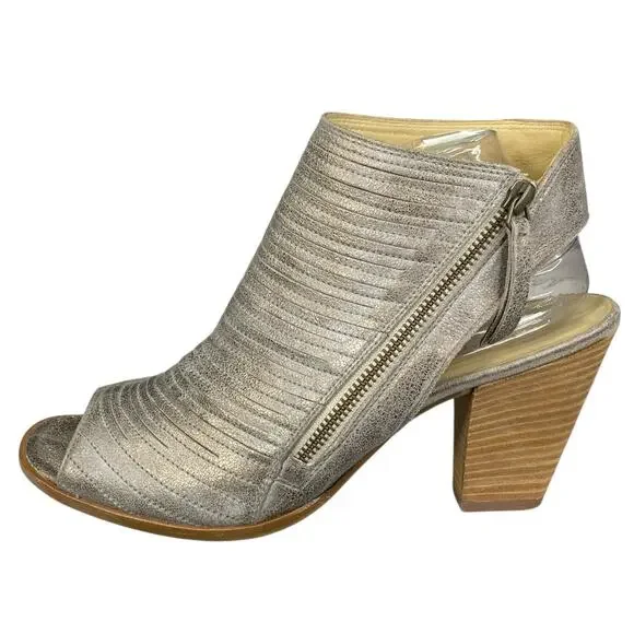 Paul Green Women’s Cayenne Smoke Metallic Peep Toe Sandal Bootie Size 7.5 US 10 - Picture 3 of 11